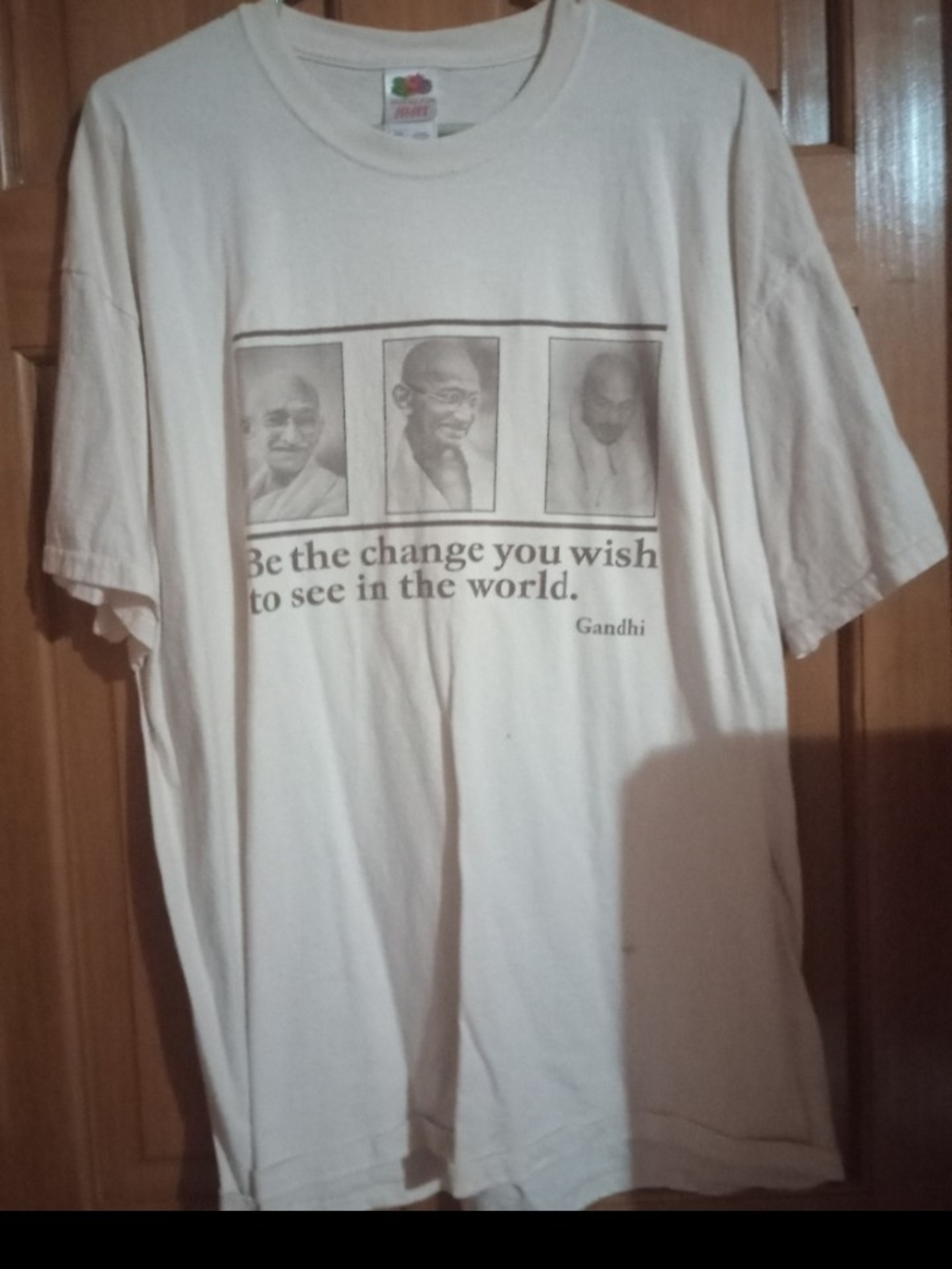 Fruit of the Loom Cream Gandhi Quote Graphic Tee